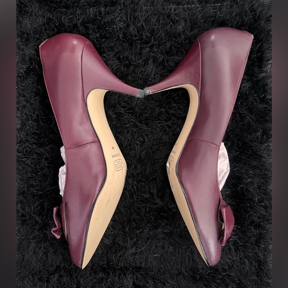 VINTAGE 80’s “Calico” Genuine Leather Burgundy Shoes w Kitten Heel - Never Worn! - Picture 3 of 10